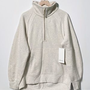 Lululemon Scuba Oversized Funnel Neck Half Zip Heathered Bone/GOLD
